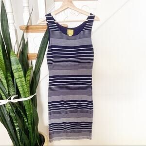 Anthro Maeve blue and white striped mini dress M